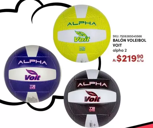 Oferta de Alpha - Balon Voleibol por $219.9 en Del Sol