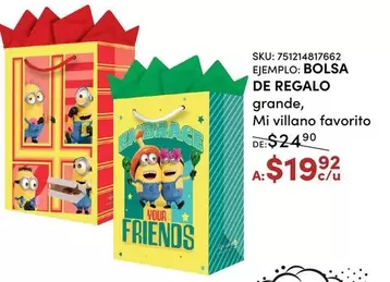 Oferta de Mi Villano Favorito - Bolsa De Regalo por $19.92 en Del Sol