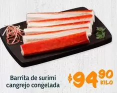 Oferta de Barrita De Surimi Cangrejo Congelada por $94.9 en Soriana Híper