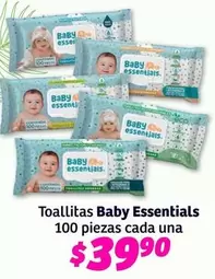 Oferta de Toallitas Baby Essentials 100 Piezas Cada Una por $39.9 en Soriana Híper