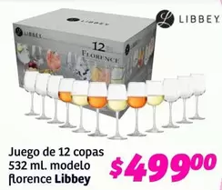 Oferta de Libbey - Juego De 12 Copas 532 Ml. Modelo Florence por $499 en Soriana Híper