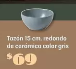 Oferta de Tazón 15 Cm. Redondo De Cerámica Color Gris por $69 en Soriana Híper