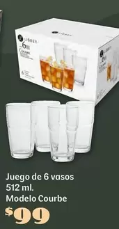 Oferta de Libbey - Juego De 6 Vasos 512 Ml Modelo Courbe por $99 en Soriana Híper