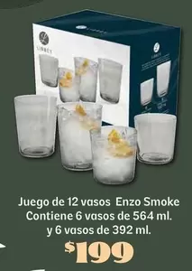 Oferta de Enzo - Juego De 12 Vasos por $199 en Soriana Híper