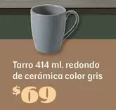 Oferta de Tarro 414 Ml. Redondo De Cerámica Color Gris por $69 en Soriana Híper