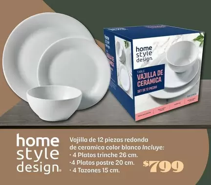 Oferta de Vajilla De 12 Piezas Redonda De Ceramica Color Blanco Incluye por $709 en Soriana Híper