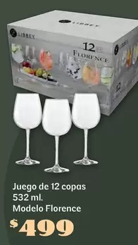 Oferta de Juego De 12 Copas 532 Ml Modelo Florence por $499 en Soriana Híper