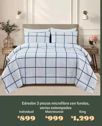 Oferta de Edredón 3 piezas microfibra con fundas, varios estampados por $899 en Soriana Híper