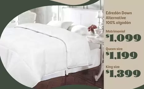 Oferta de Edredón Down Alternative 100% Algodón Matrimonial por $1099 en Soriana Híper