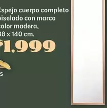 Oferta de Espejo Cuerpo Completo Diselado Con Marco Color Madera por $1999 en Soriana Híper