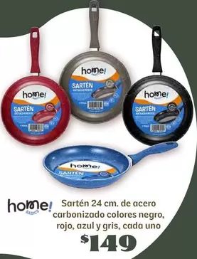 Oferta de Azul - Sarten 24 Cm. De Acero Carbonizado Colores Negro, Rojo,  Y Gris, Cada Uno por $149 en Soriana Híper