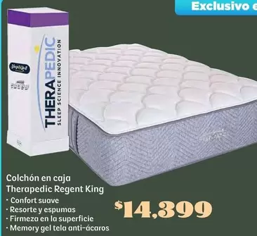 Oferta de Innovation - Colchón En Caja Therapedic Regent King por $14809 en Soriana Híper