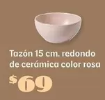 Oferta de Tazón 15 Cm. Redondo De Cerámica Color Rosa por $69 en Soriana Híper