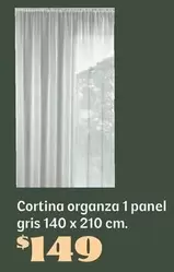 Oferta de Cortina Organza 1 Panel Gris por $149 en Soriana Híper