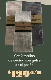 Oferta de Mach - Set 2 Toallas De Cocina Con Gofre De Algodón por $129 en Soriana Híper