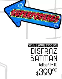 Oferta de Batman - Disfraz por $399.9 en Del Sol