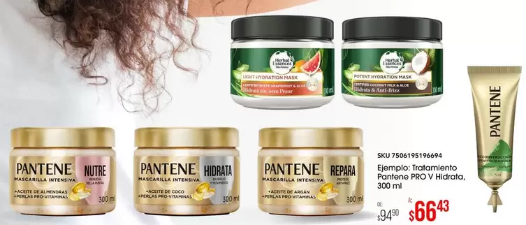 Oferta de Pantene -  Nutri rado, O rado, O Proteña Antivasco por $66.43 en Del Sol