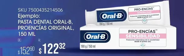 Oferta de Oral B - Pasta Dental Proencias Original por $122.32 en Del Sol