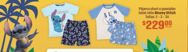 Oferta de Disney - Pijama Short O Pantalon Bebe Mini  Stitch por $229 en Soriana Híper