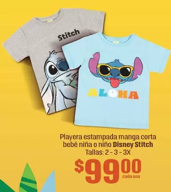 Oferta de Playera Estampada Manga Corta Bebe Niña O Nino por $99 en Soriana Híper