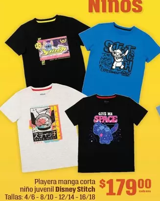 Oferta de Playera manga corta niño juvenil por $179 en Soriana Híper