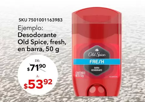Oferta de Old Spice - Desodorante Fresh Barra por $53.92 en Woolworth