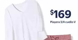 Oferta de Playera 3/4 Cuello V por $169 en Walmart