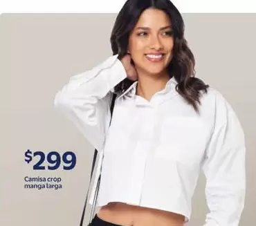 Oferta de Camisa Crop Manga Larga por $299 en Walmart