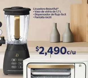 Oferta de Licuadora Beautiful Vaso De Vidrio De 1.7 L por $2490 en Walmart