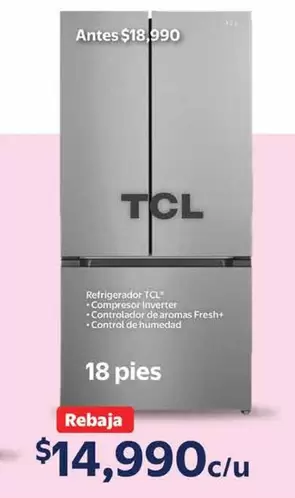 Oferta de TCL - Refrigerador por $14990 en Walmart