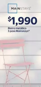 Oferta de Mainstays - Bistro Metalico 3 Pzas por $1990 en Walmart