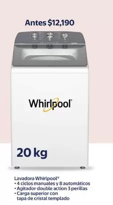 Oferta de Whirlpool - Lavadora por $12190 en Walmart