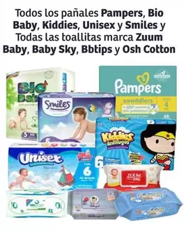 Oferta de Pampers - Todos Los Panales Baby, Kiddies, Unisex Y Smiles Y Todas Las Toallitas Marca Zuum Baby, Baby Sky, Bbtips Yosh en Soriana Híper