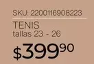 Oferta de Tenis por $399.9 en Del Sol
