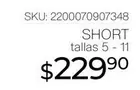 Oferta de Short por $229.9 en Del Sol