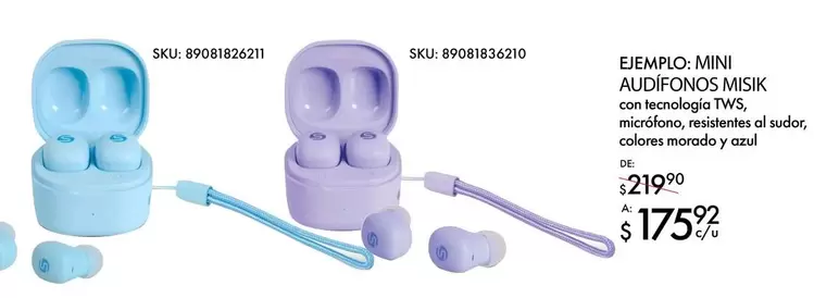 Oferta de Azul - EJEMP: MINI AUDIFONS MISIK en Del Sol
