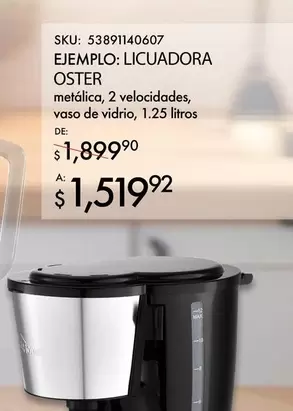 Oferta de Oster - Ej. Licuadora por $1899 en Del Sol