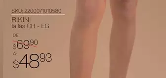 Oferta de Bikini por $69.9 en Del Sol