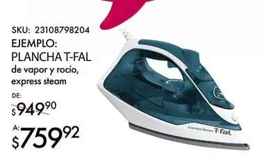 Oferta de T-fal - Plancha por $759.92 en Del Sol