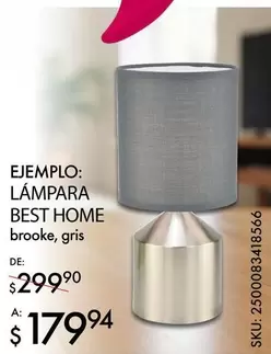 Oferta de Best Home - Lámpara por $179.94 en Del Sol