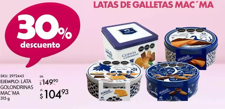 Oferta de Mac'Ma - Latas De Galletas en Del Sol