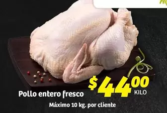 Oferta de Pollo Entero Fresco por $44 en Soriana Híper