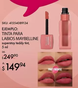 Oferta de Maybelline - Tinta Para Labios por $249.9 en Woolworth