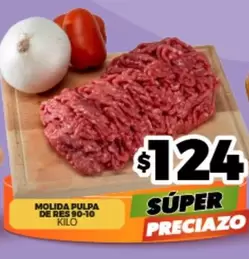 Oferta de Molida Pulpa De Res 90-10 por $124 en Merco