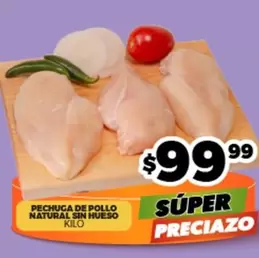 Oferta de Pechuga De Pollo Natural Sin Hueso por $99.99 en Merco