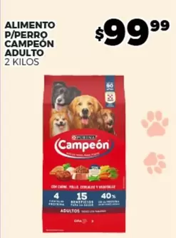 Oferta de Purina - Alimento P/Perro Campeón Adulto por $99.99 en Merco