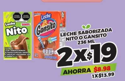 Oferta de Nito/Gansito - Leche Saborizada por $13.99 en Merco