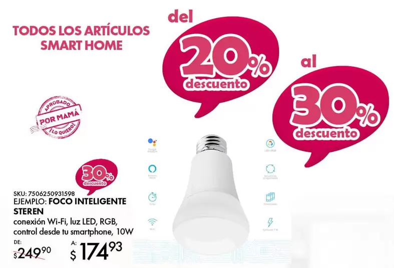 Oferta de Steren - Todos Los Artículos Smart Home por $249.9 en Del Sol
