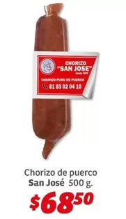 Oferta de Chorizo De Puerco por $68.5 en Soriana Híper