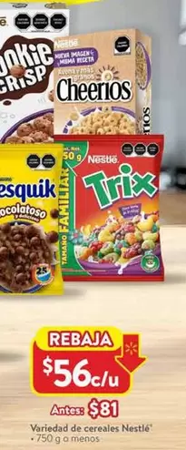 Oferta de Cheerios - Variedad De Cereales Nestle por $56 en Walmart
